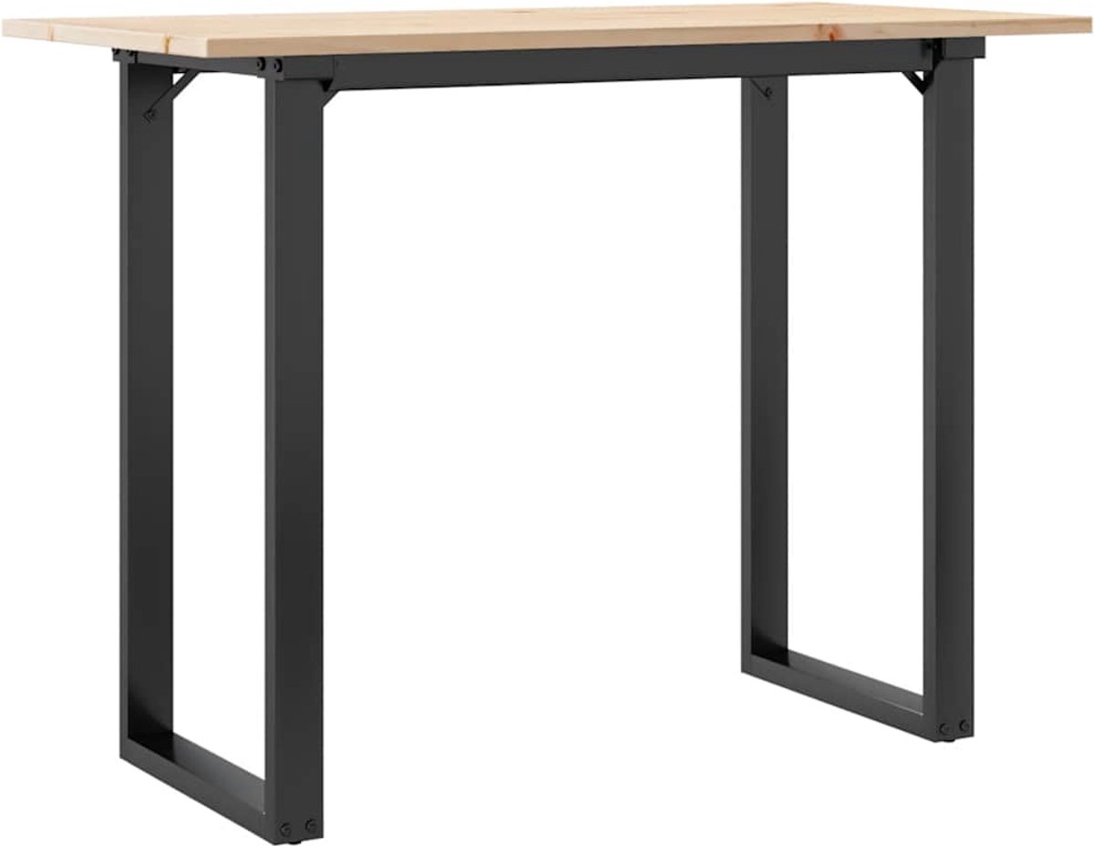 vidaXL Eettafel - O-frame - 100x50x75 - cm - massief - grenenhout - en - staal Bruin