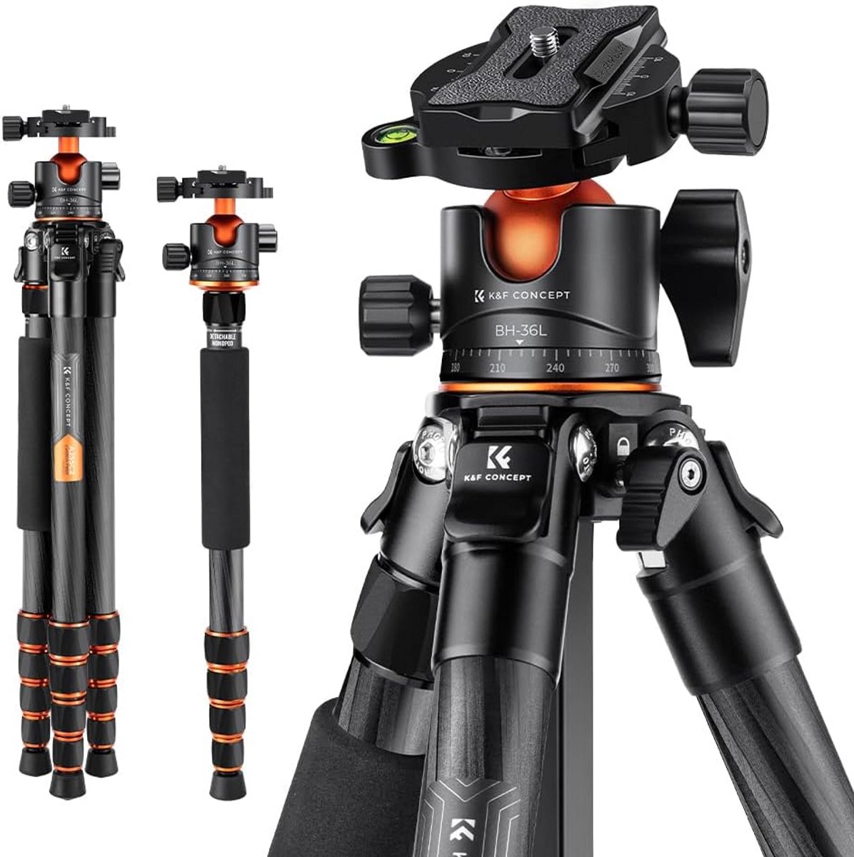 Lichtgewicht Carbon Statief voor Camera met Monopod Functie en 360° Balhoofd