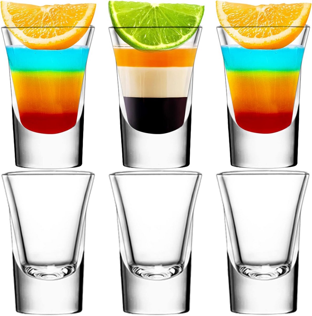 Set van 6 Kleine Borrelglazen - 35 ml Shotglaasjes voor Sterke Drank en Feesten