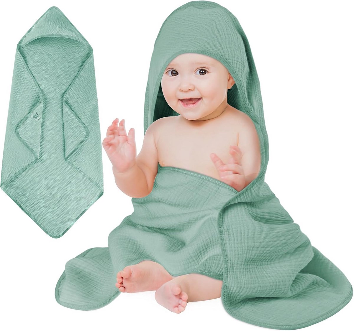 Hydrofiele Katoenen Badcape met Capuchon 80x80 cm - Zacht en Absorberend - Baby- en Peuterthema