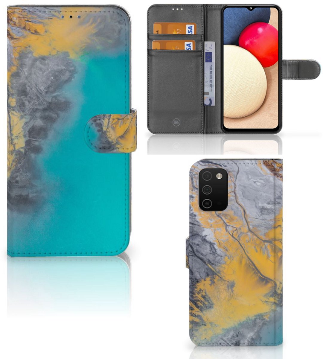 Samsung Galaxy A03s Bookcase Marble Blue Gold