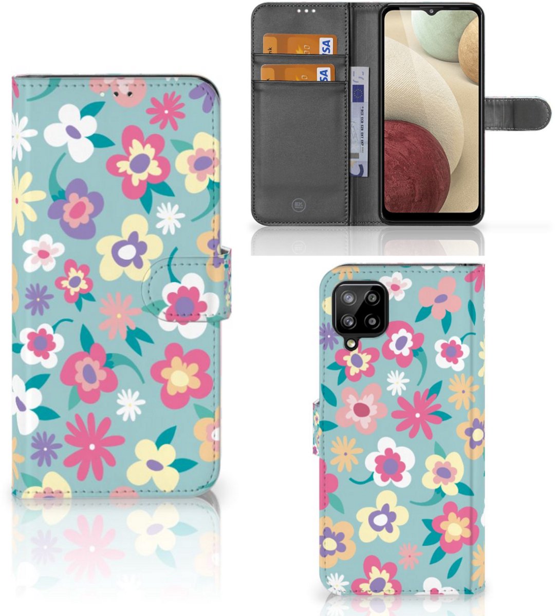 Boekhoesje voor Samsung Galaxy A12 Hoesje Flower Power