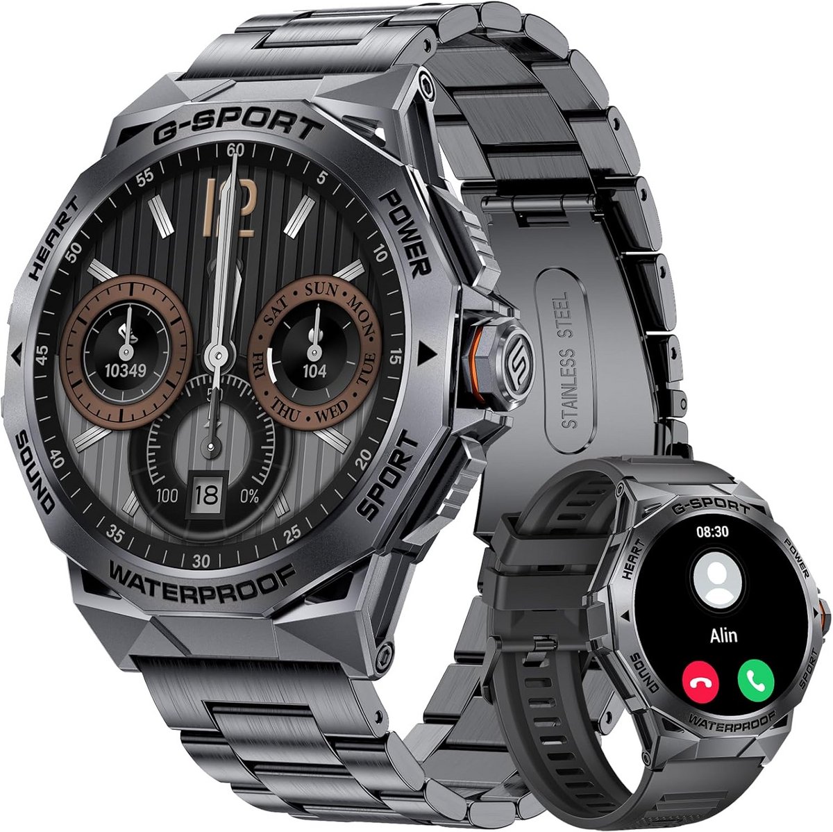 Slimme Horloge voor Heren - 1,43 Inch AMOLED, Bluetooth-oproepen, IP68 Waterdicht, Fitnesshorloge met Hartslagmonitor, Slaapmonitor en Stappenteller - Geschikt voor Android en iOS