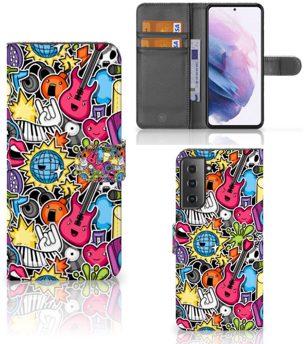 Book Case voor Samsung Galaxy S21 Plus Wallet Case met Pasjes Punk Rock