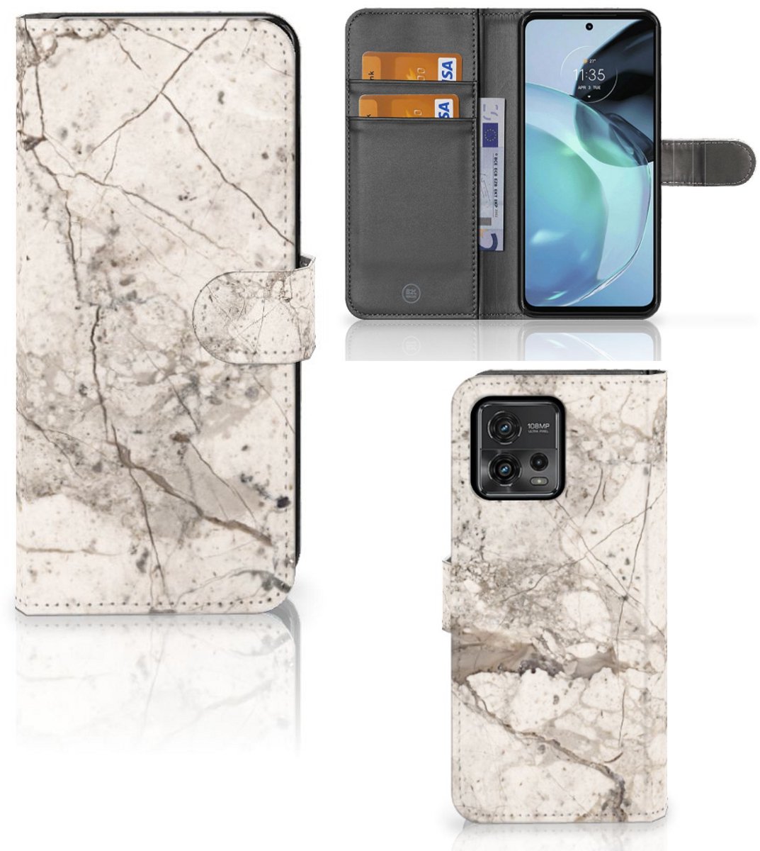 Motorola Moto G72 Bookcase Marmer Beige