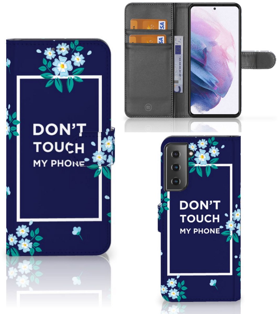 Samsung Galaxy S21 Plus Portemonnee Hoesje Flowers Blue DTMP