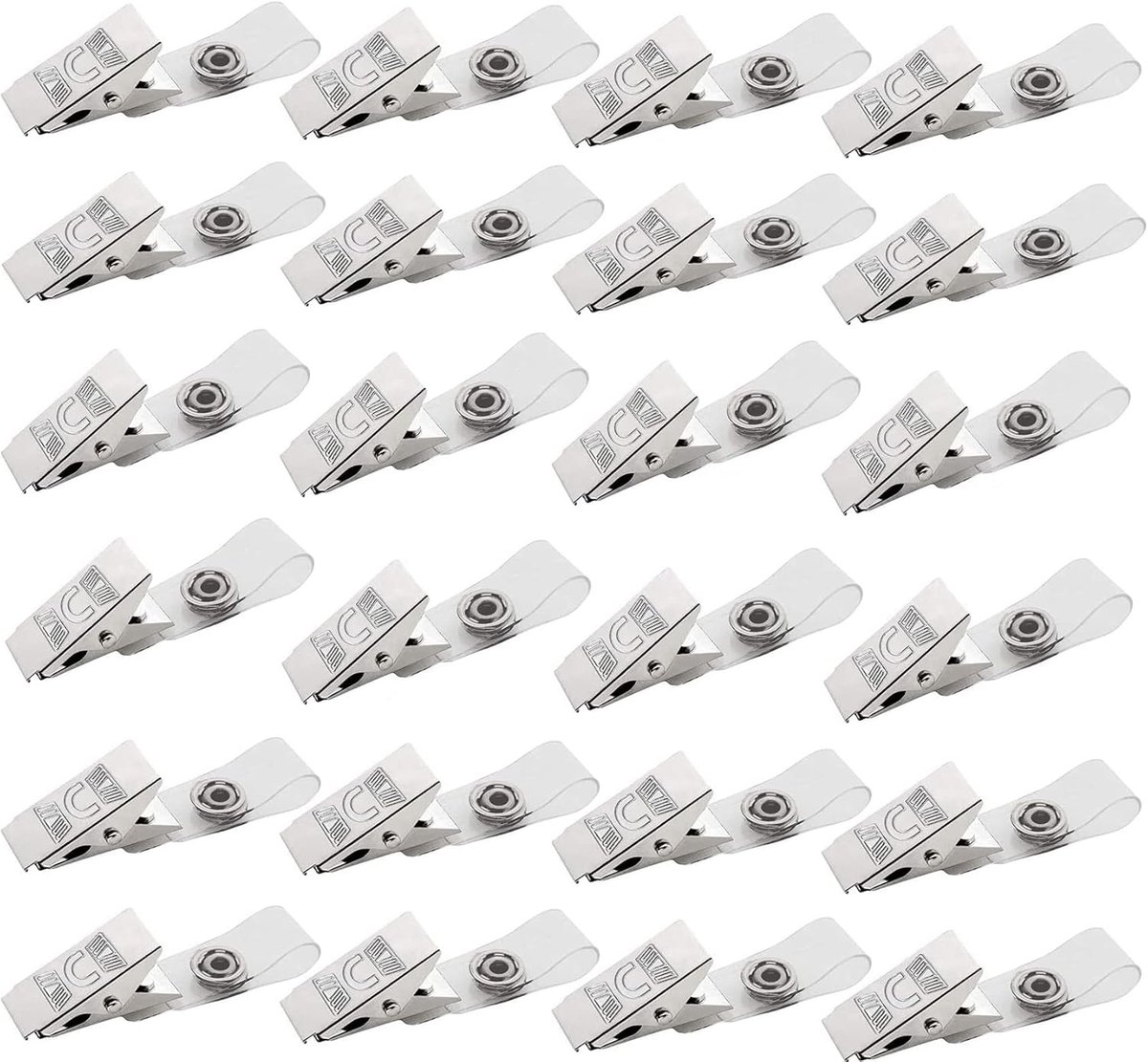 Metalen Badgeclips met Transparante PVC-bandjes - 100 Stuks