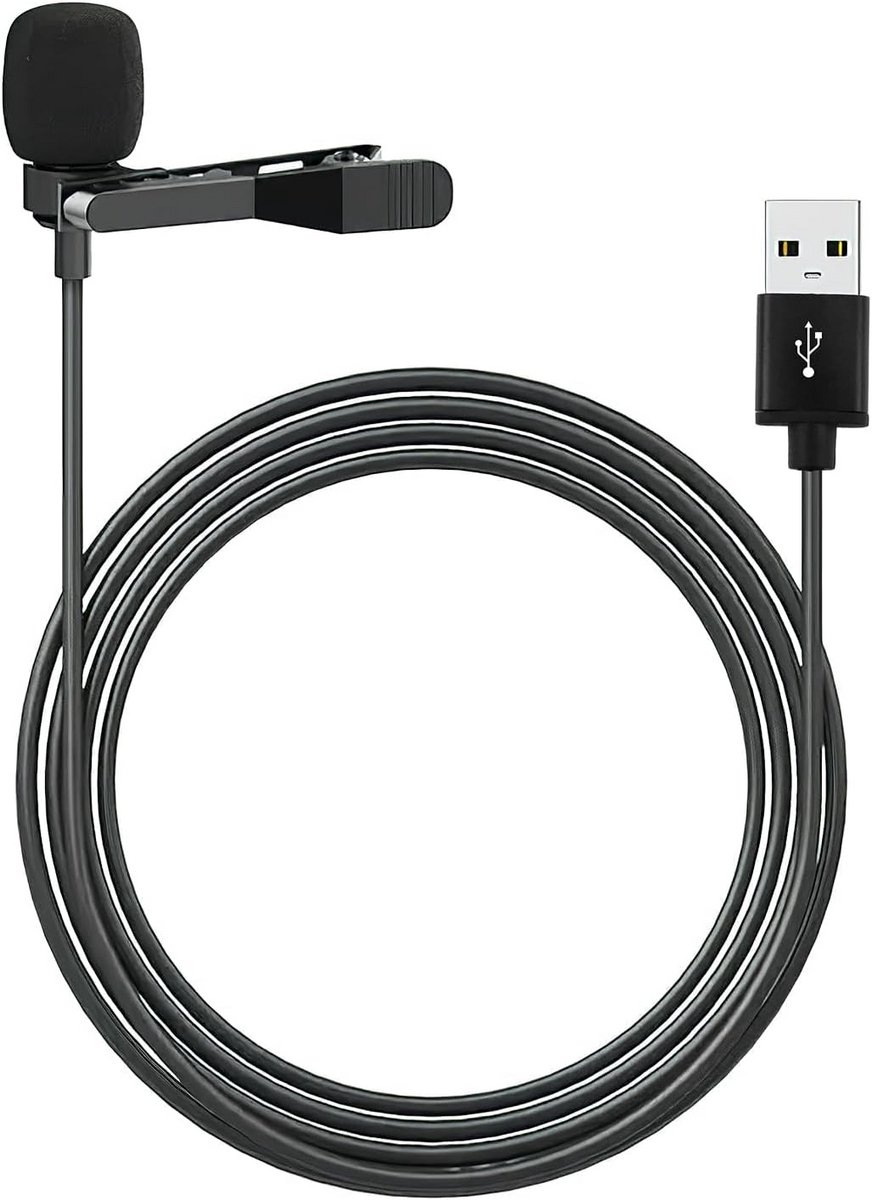 Omnidirectionele USB Lavaliermicrofoon 2m voor PC, Mac, Laptop - Perfect voor Podcasting, YouTube, Skype en Gaming