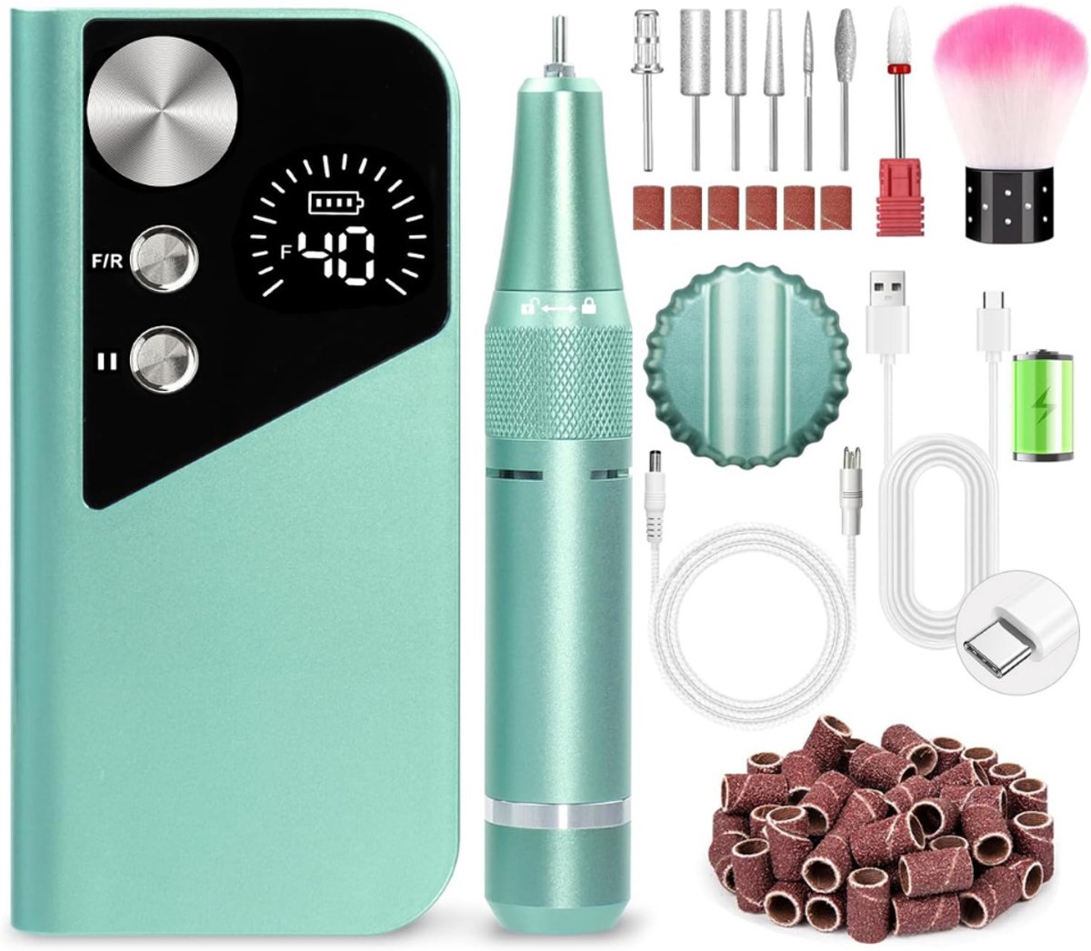 CLVP® Pedicureset Electrisch Professioneel - Nagelvijl - Groen