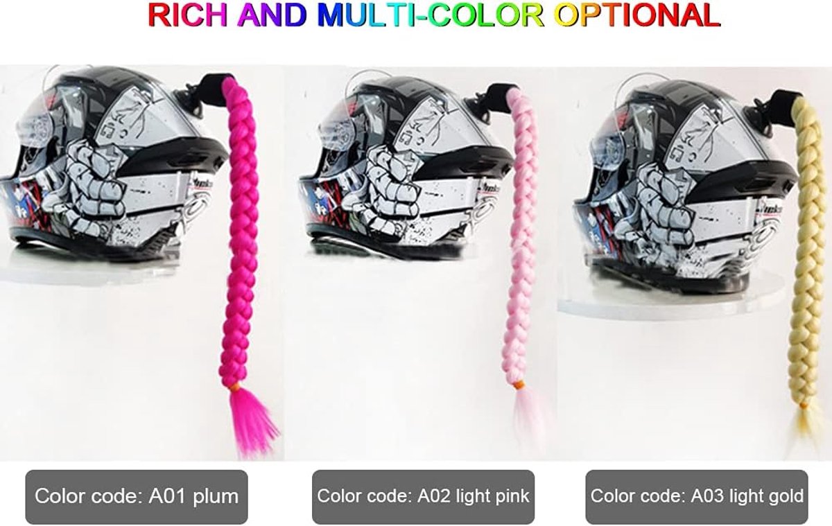 Motorcycle Helmet Ponytail Accessory with Suction Cup - Stylish Braid for Women