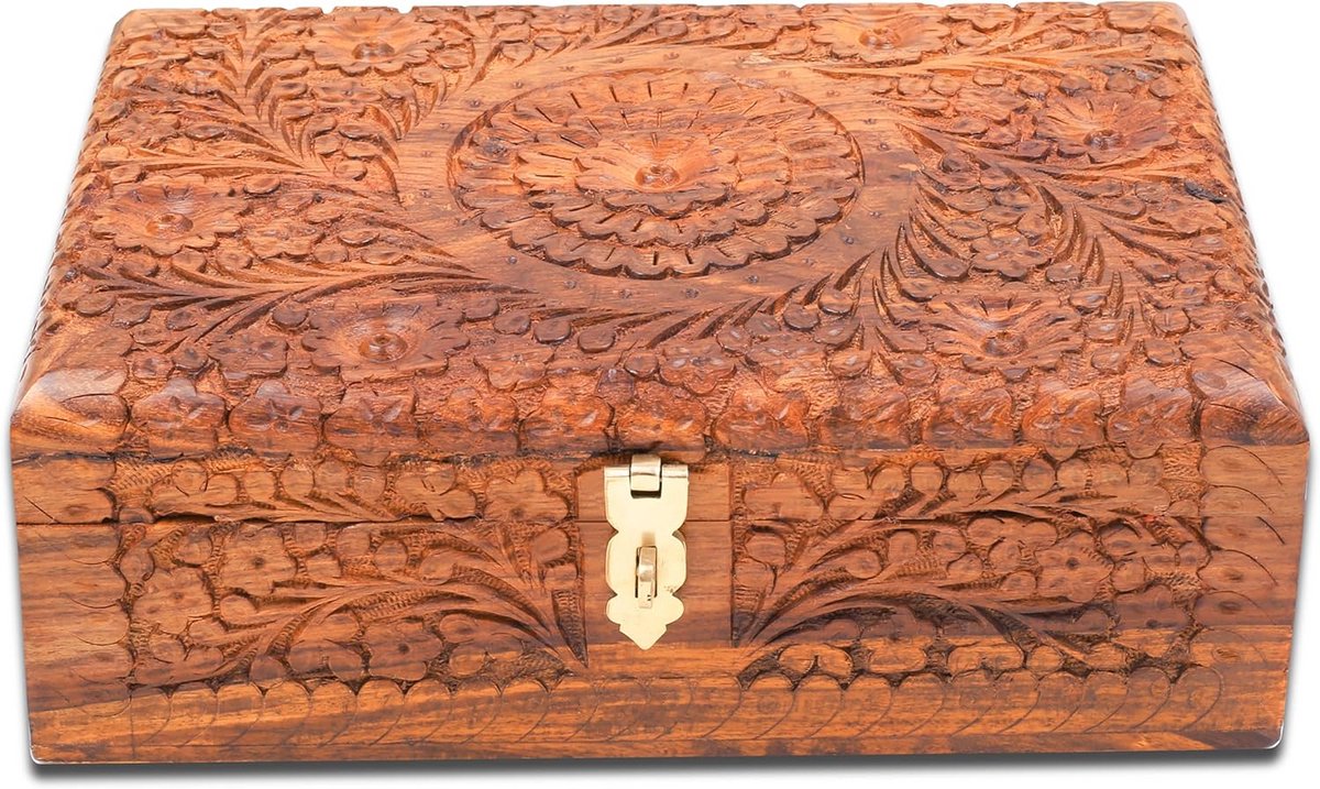 Handgemaakte houten sieradenbox organizer - vintage multifunctionele opslag voorjuwelen