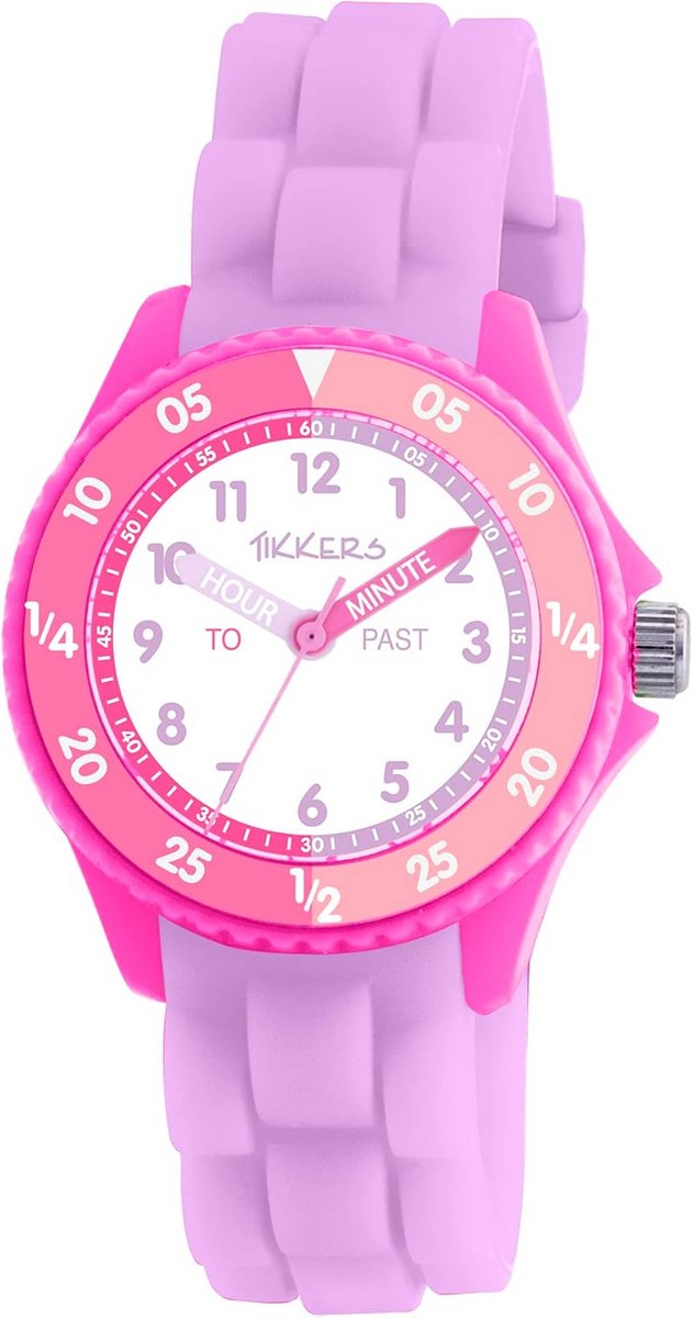 Analoog Kinderhorloge Meisjes Lila met Siliconen Band en Tijd Leraar Wijzerplaat