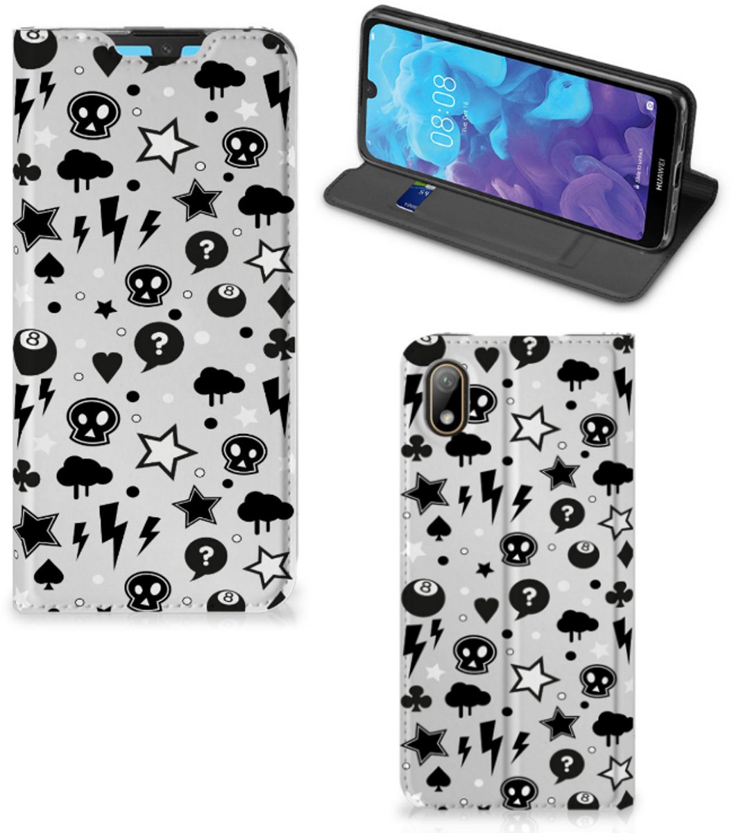 Mobiel BookCase Huawei Y5 (2019) Silver Punk