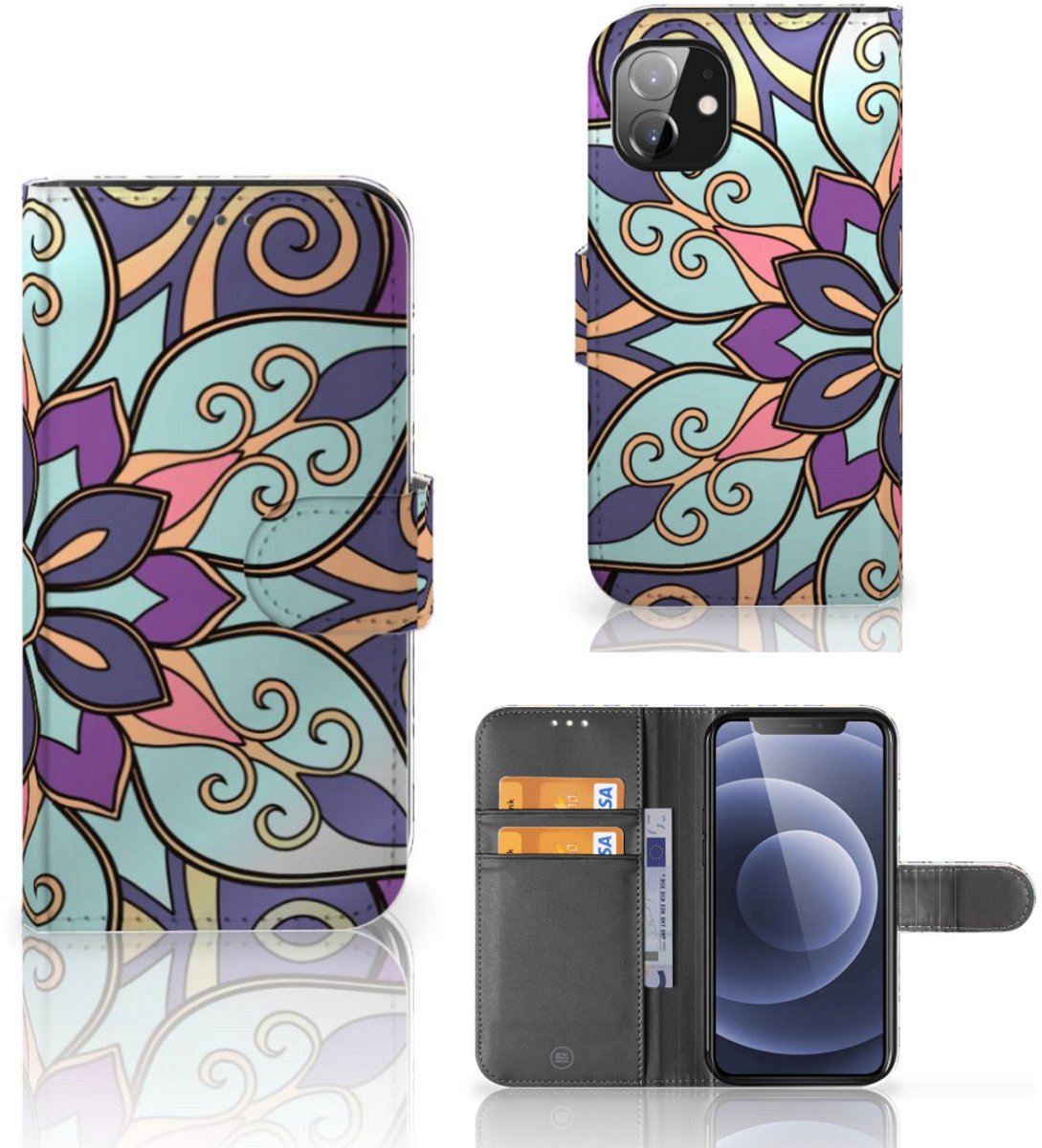 Apple iPhone 12 Mini Hoesje Purple Flower
