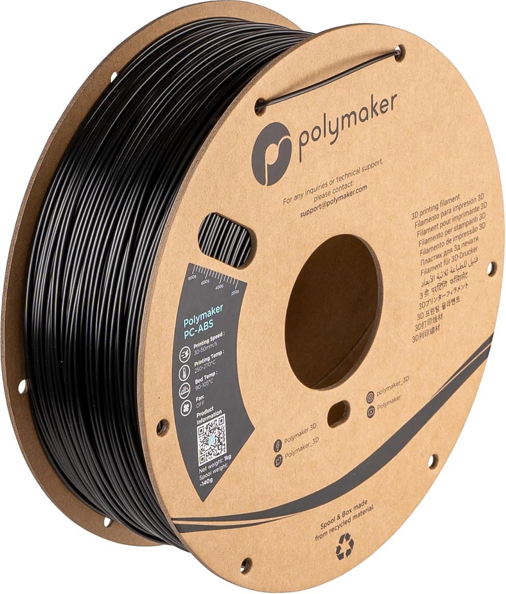 PC-ABS Filament Zwart 1,75mm - 1kg voor 3D-printers
