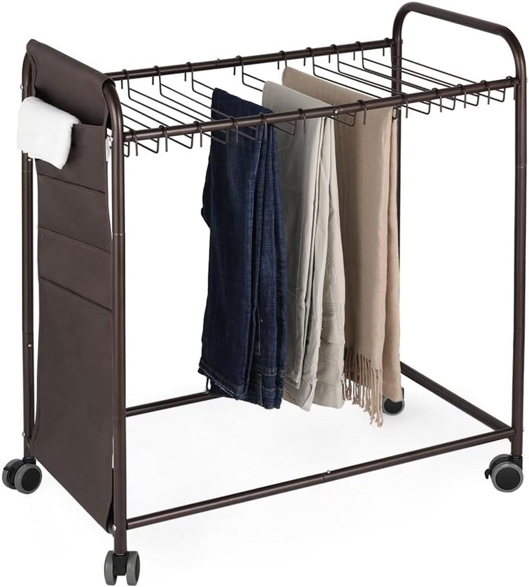 Kast Organizer met Rolbroek Trolley en 20 Hangers voor Efficiënte Kledingopslag