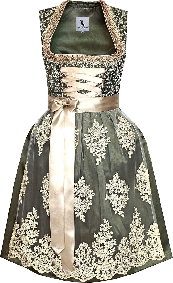 Midi-dirndl met kanten schort, exclusieve collectie, maat 32-52