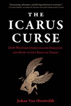 Boek "The Icarus Curse" met de tekst "How Western Democracies Derailed and How to Get Back on Track" en een afbeelding van Icarus.