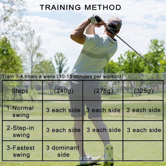 Golf Swing Speed Trainer voor Snelheid en Flexibiliteit - Trainingsstick met 3 Gewichten van Merkloos — afbeelding 2