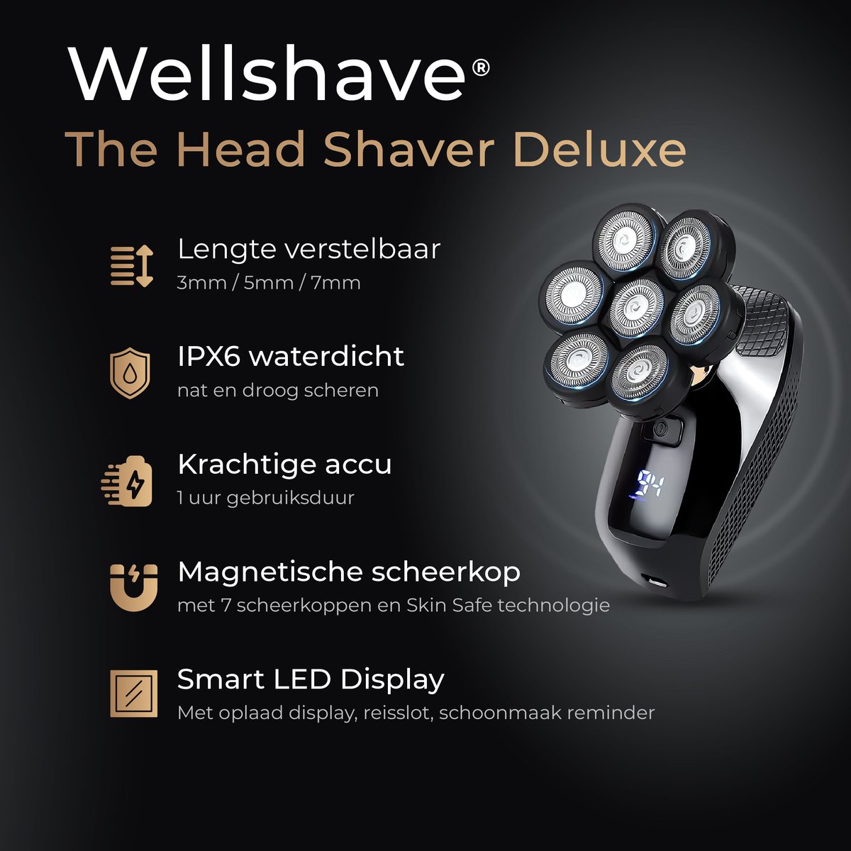 Wellshave 5 in 1 Scheerapparaat voor Gezicht en Hoofd - afbeelding 2