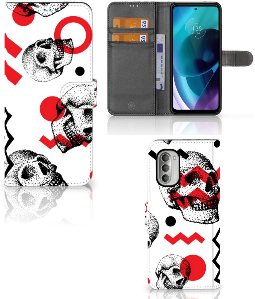 Telefoonhoesje met Naam Motorola Moto G51 5G Skull Red