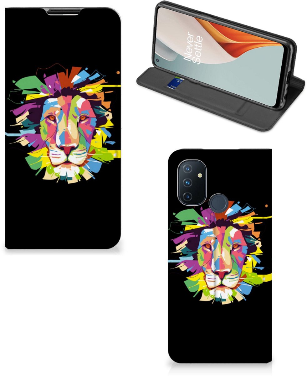 Book Case voor OnePlus Nord N100 Magnet Case Lion Color