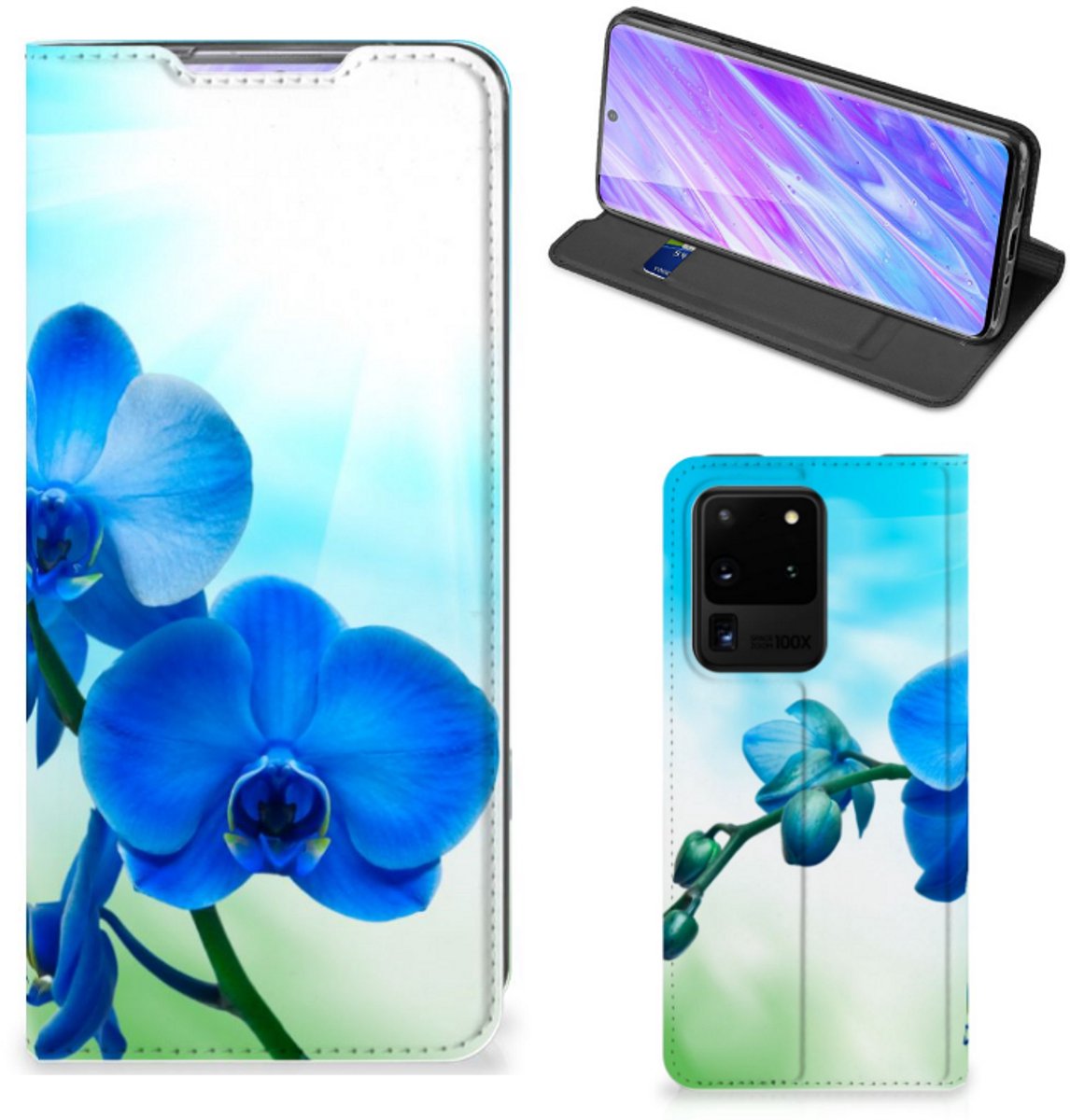 Samsung Galaxy S20 Ultra Smart Cover Orchidee Blauw - Cadeau voor je Moeder