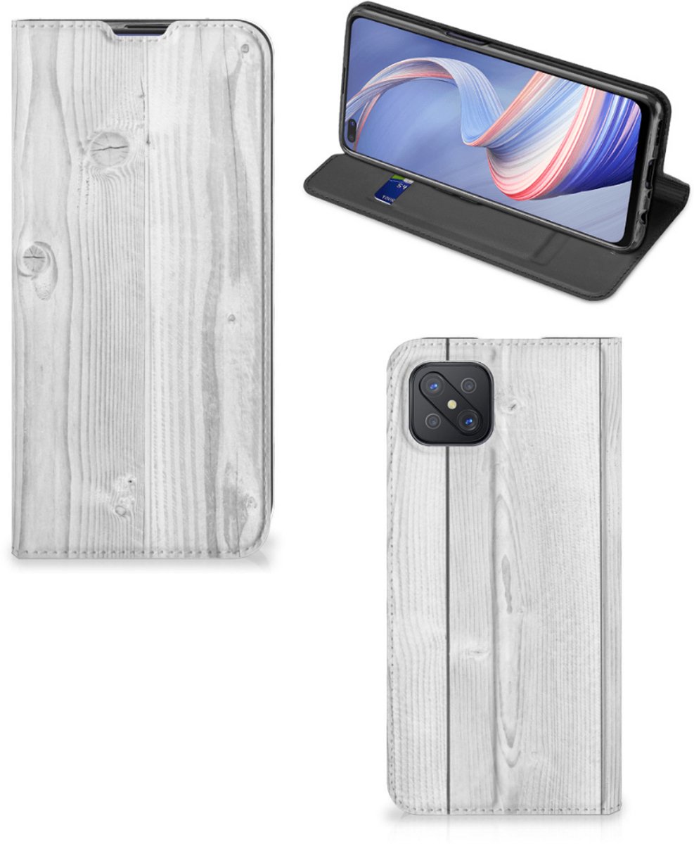 OPPO Reno4 Z 5G Book Wallet Case White Wood