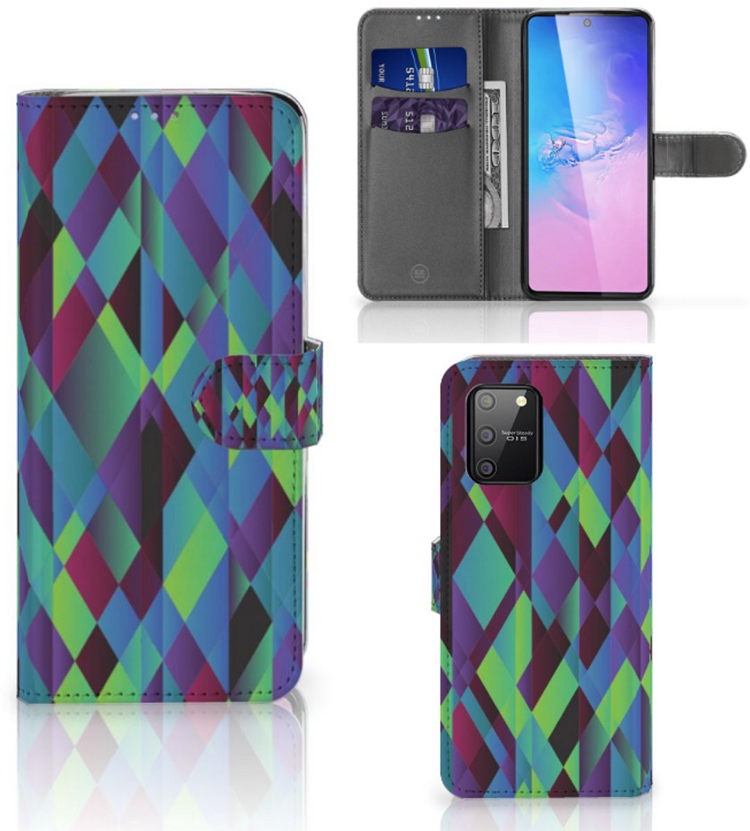 Samsung S10 Lite Book Case Abstract Green Blue