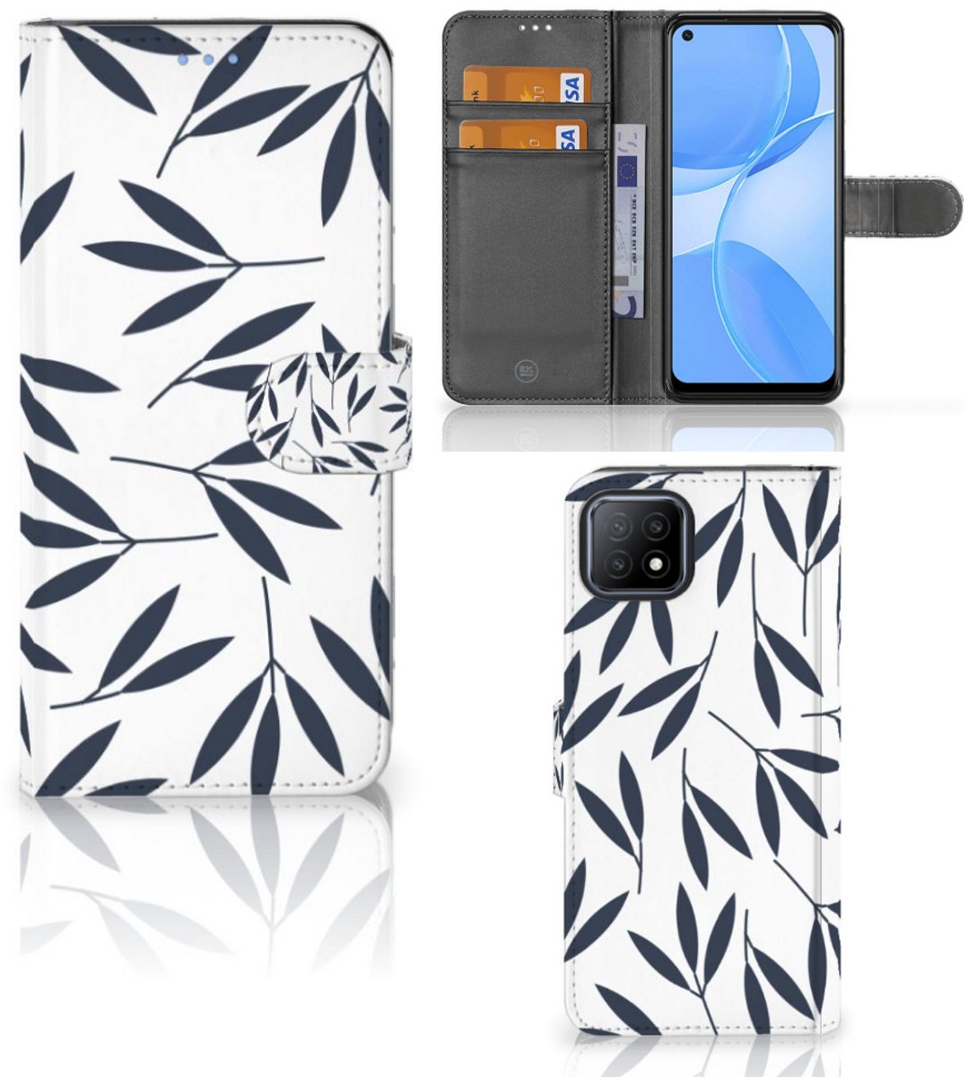 OPPO A73 5G Hoesje Leaves Blue