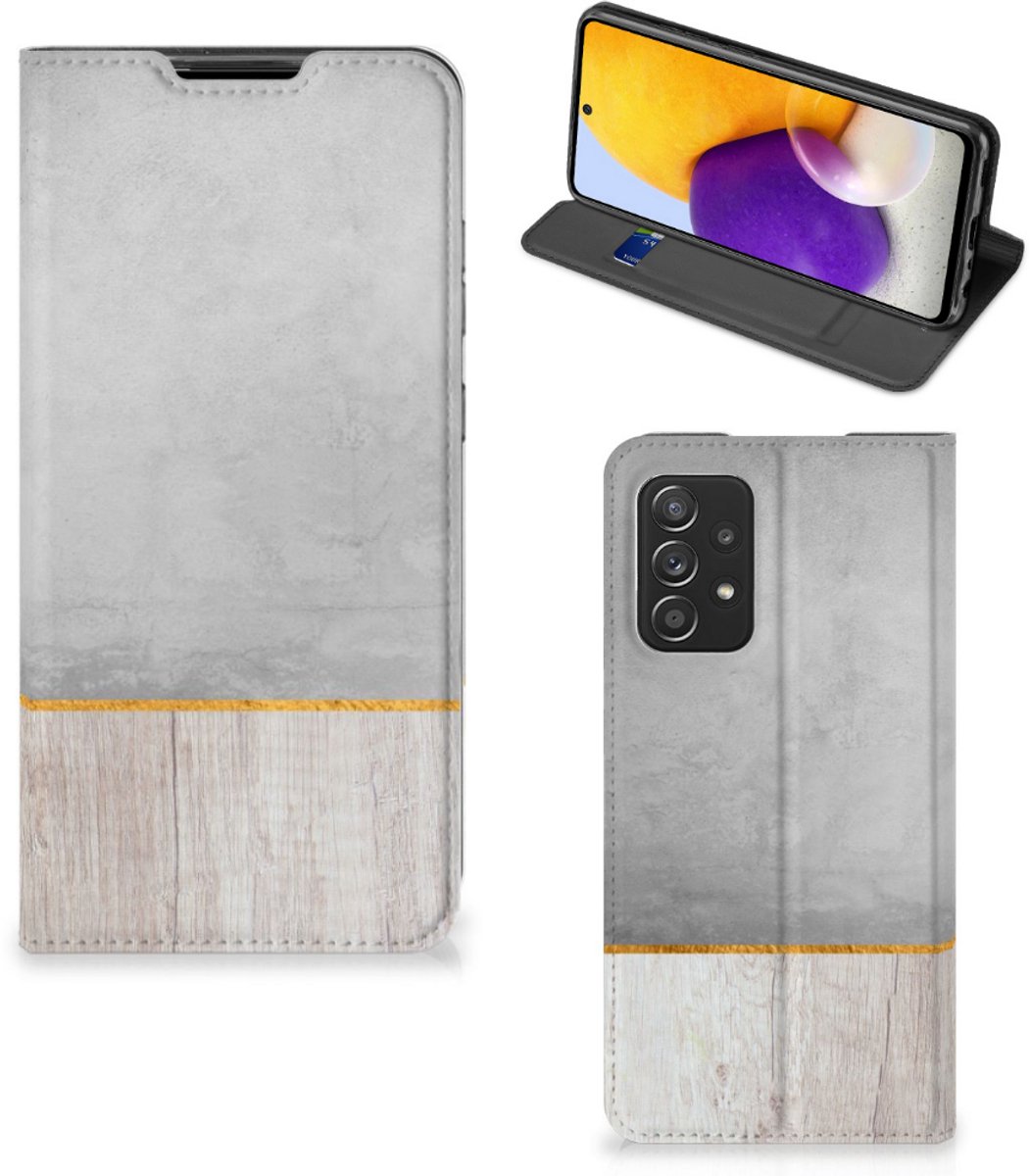 Samsung Galaxy A72 (5G/4G) Book Wallet Case Wood Concrete