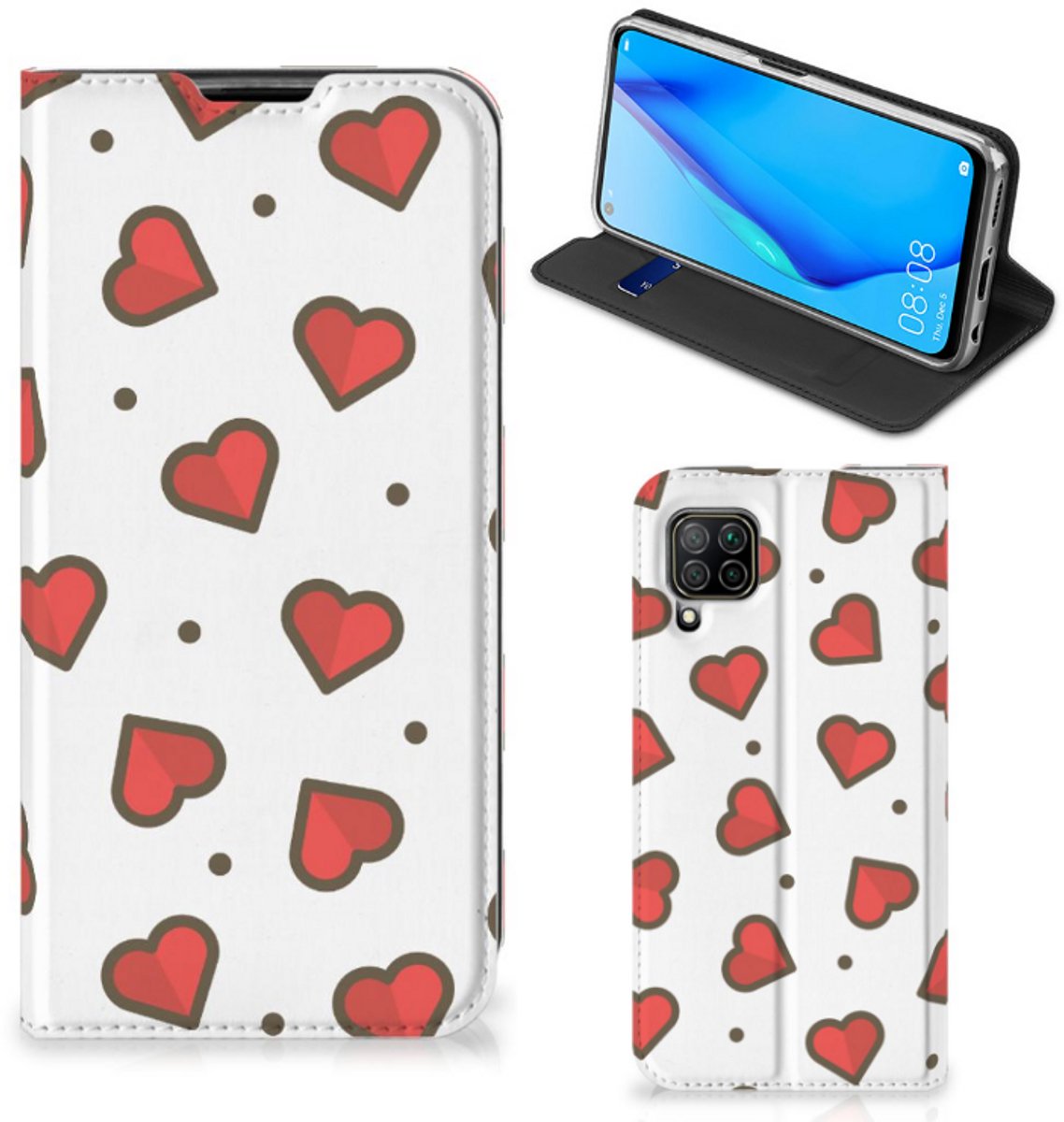 Huawei P40 Lite Hoesje met Magneet Hearts