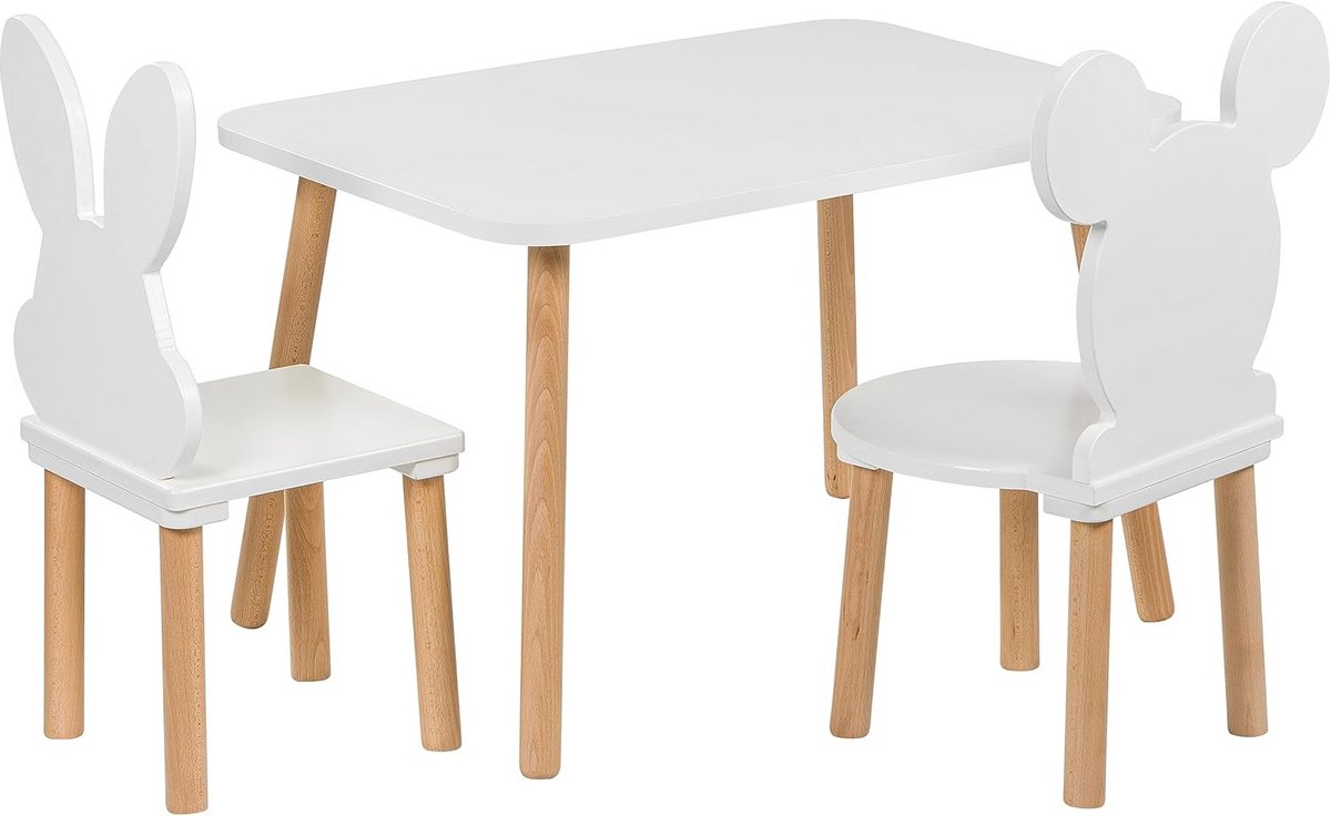 Kindertafel met 2 Stoelen voor Kinderen - Houten Meubels 50 x 70 cm