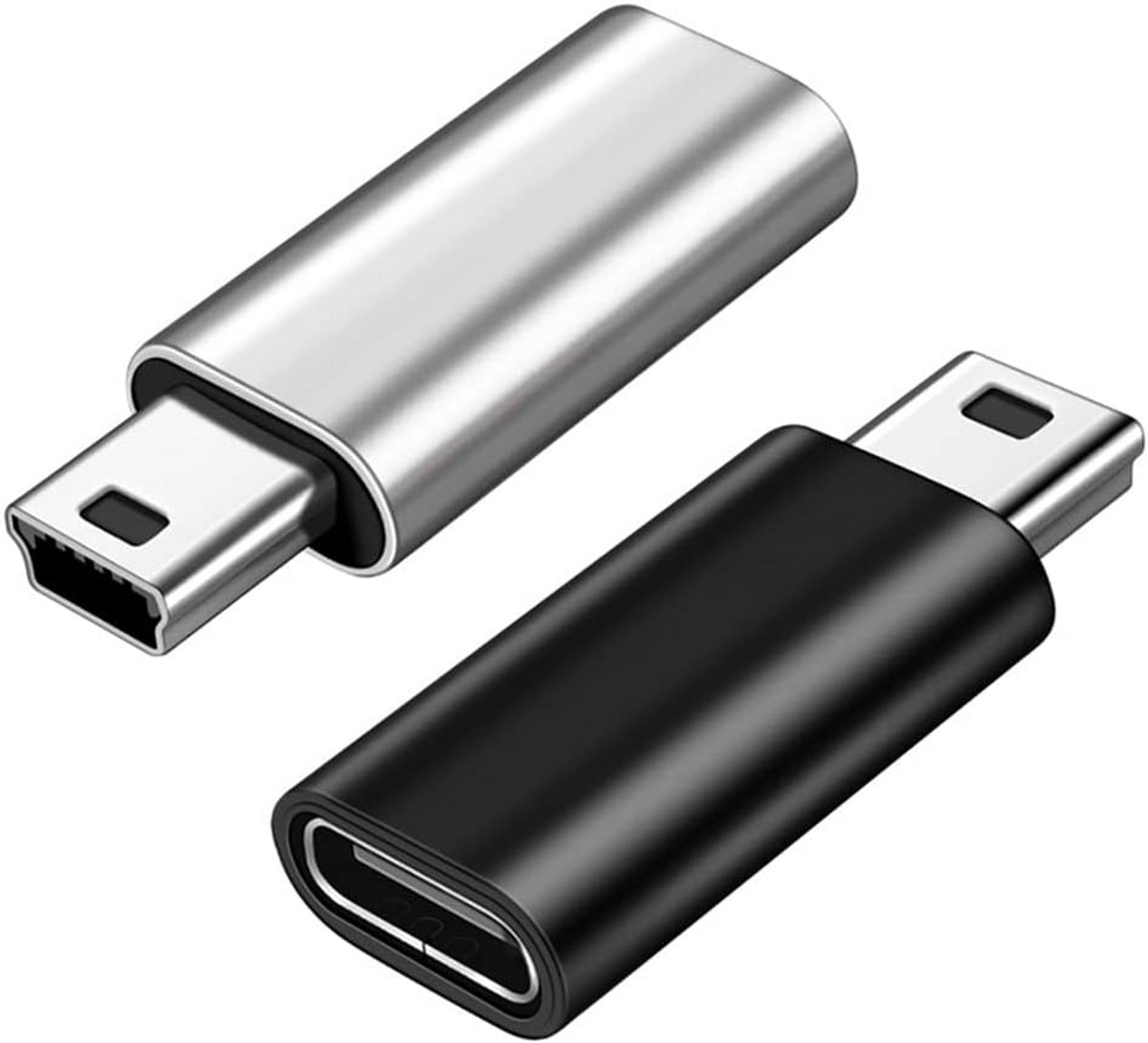 USB C Naar Mini USB Adapter - 2 Stuks Type C Naar Mini-Stekker Voor Digitale Apparaten