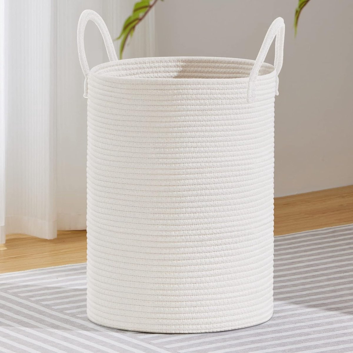Grote wasmand voor opberging van dekens, speelgoed en vuile kleding - 100 l wit