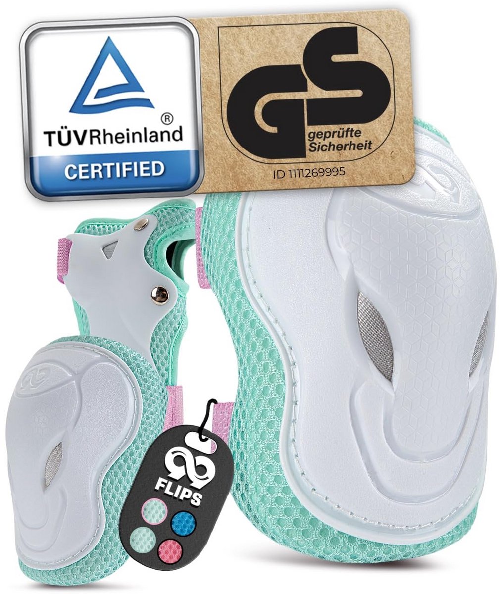 Kniebeschermers Kinderen - Set van 6 - Pink Mint - Beschermers voor Inline Skaten - Knie- en Elleboogbeschermers