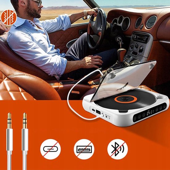 CD-speler - Draagbare retro-speler - Draagbare Bluetooth CD-speler - Wit 3 Modi (CD/USB/Bluetooth) - Met LED-scherm & 2000mAh Batterij — afbeelding 4
