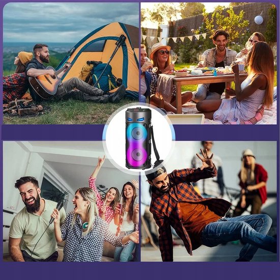 Draadloze Bluetooth Speaker - Draagbare Luidspreker - 16W Bluetooth Party Luidspreker - Zwart - 2x8W Stereo - 8 RGB-lichten & TWS - Met Microfoon & Afstandsbediening van Merkloos — afbeelding 5