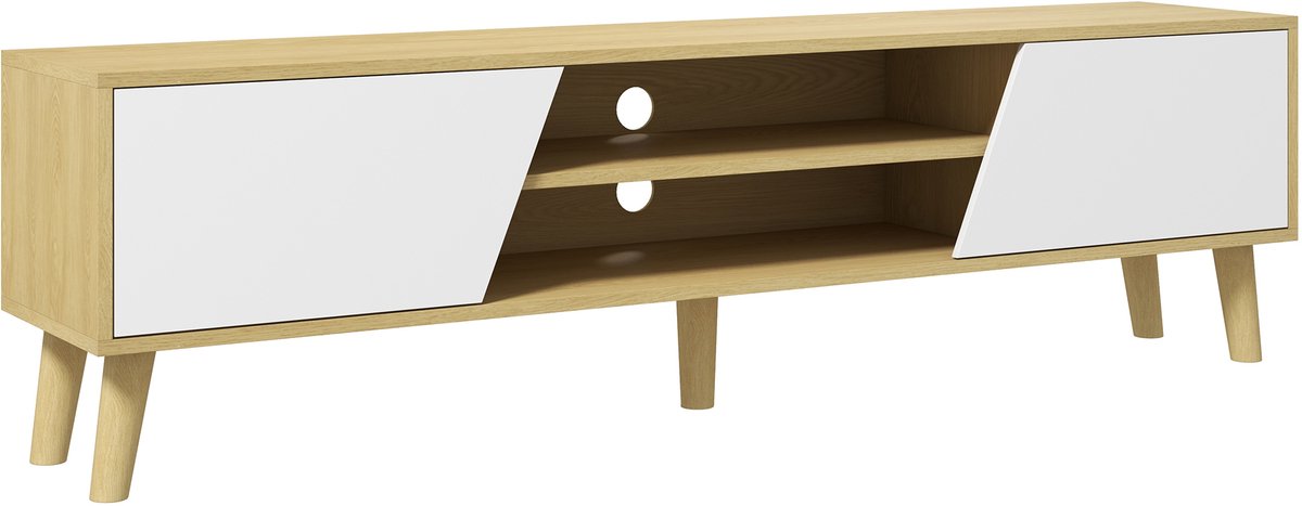 Homcom TV-meubel - Spaanplaat - 150x30x42cm - Natuurlijk hout