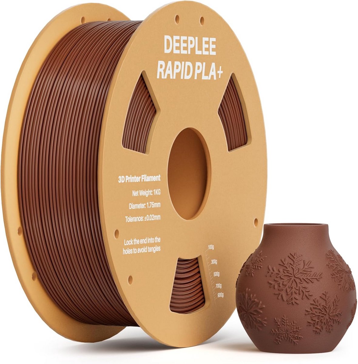 PLA Plus Filament 1,75 mm - Hoge snelheid 3D-printen, Nauwkeurigheid +/- 0,02 mm, Bruin, 1 kg