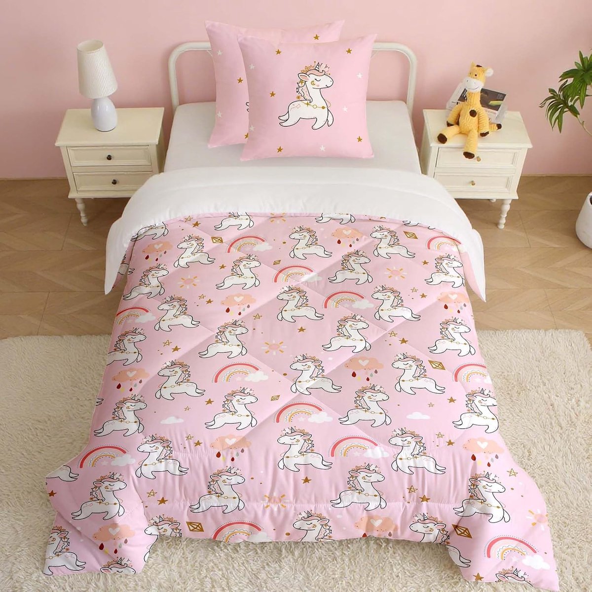 Kinderdekbed Eenhoorn 140 x 200 cm - 4 Seizoenen Met Kussenslopen