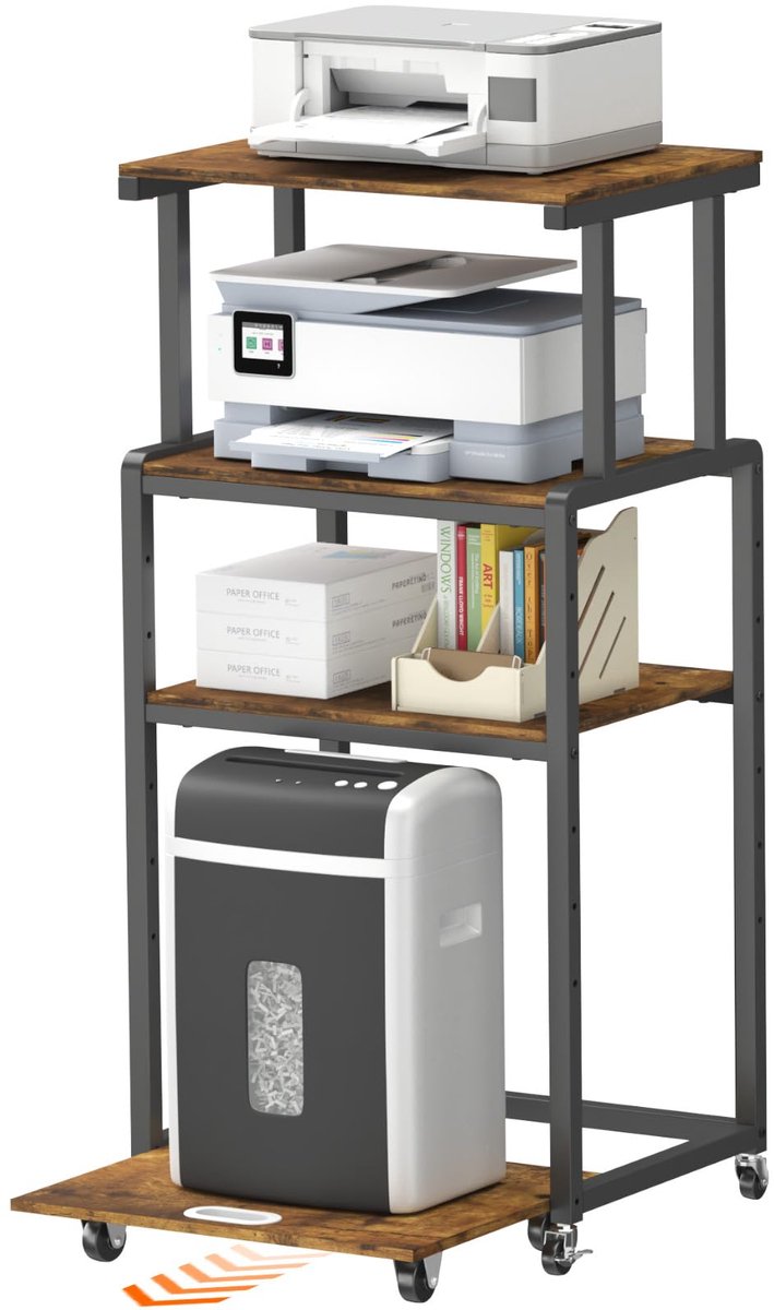 Druckerstandaard met Rollen - Verstelbare Opbergruimte - 52,8 x 40 x 112 cm
