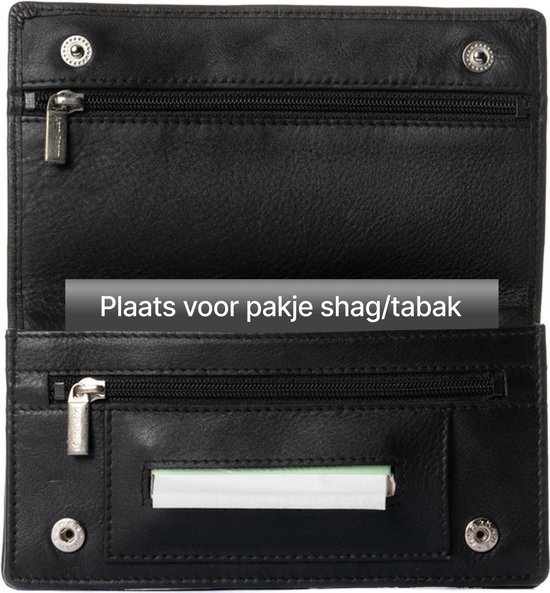 LeonDesign - Shag Etui - Tabak Etui - Shag etui leer - Duurzaam - Leer - Zwart