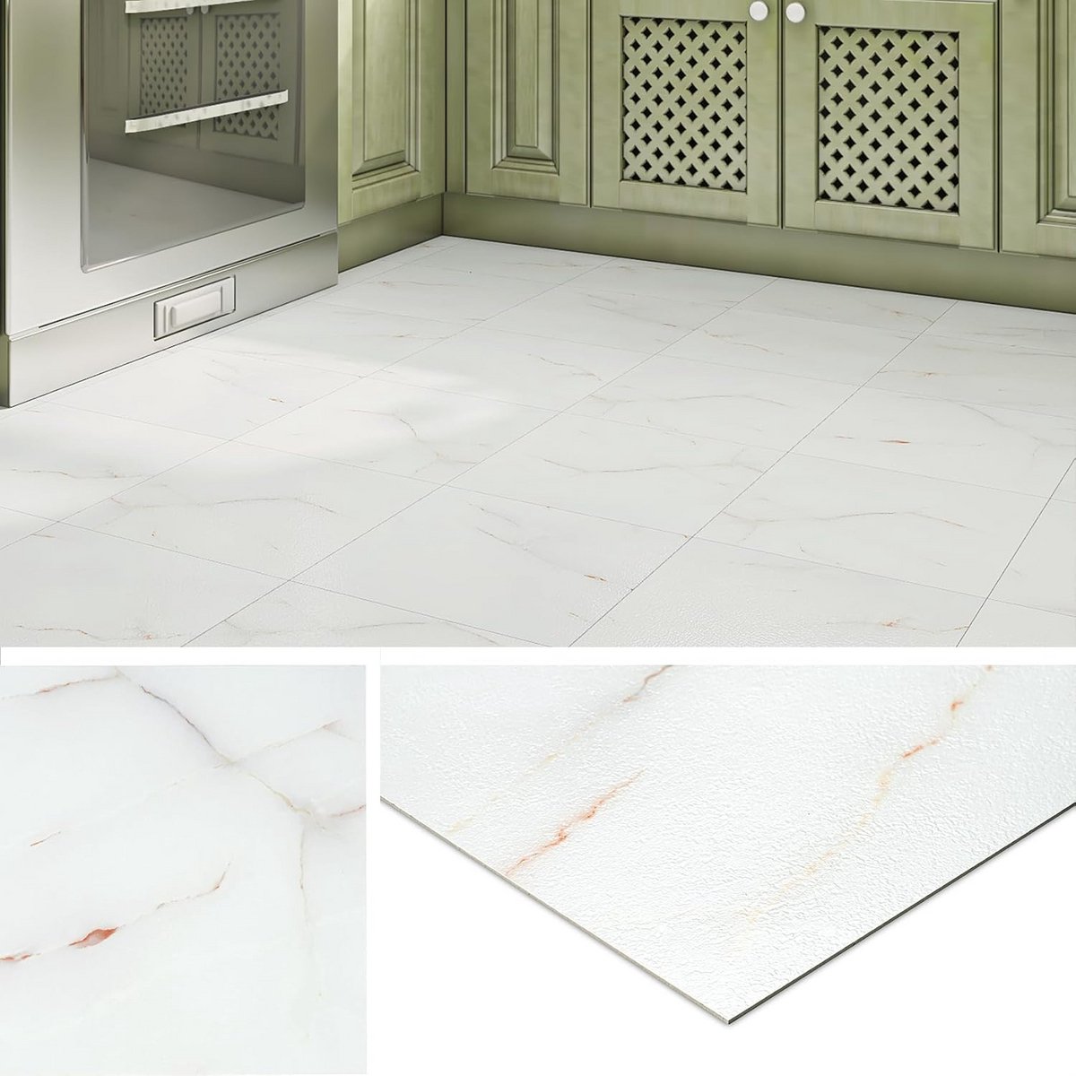 Zelfklevende Marmerlook Vloertegels 30x30 cm voor Badkamer en Keuken - Waterdicht en Eenvo