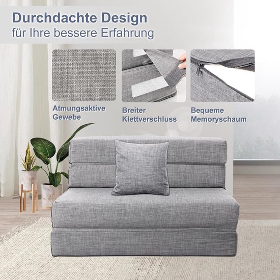 Futon Slaapbank met Traagschuim - Inklapbare Meubel voor Woonkamer en Appartement van Merkloos — afbeelding 5