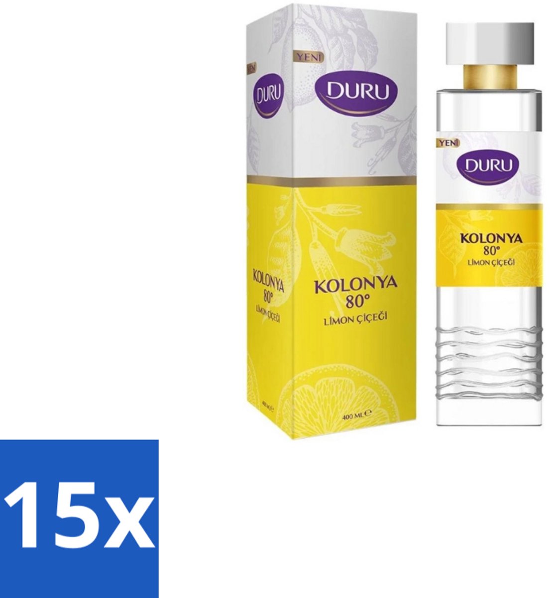 Duru – Eau de Cologne – Handdesinfectie - Citroen – 400 ml - Bulkverpakking - 15 stuks