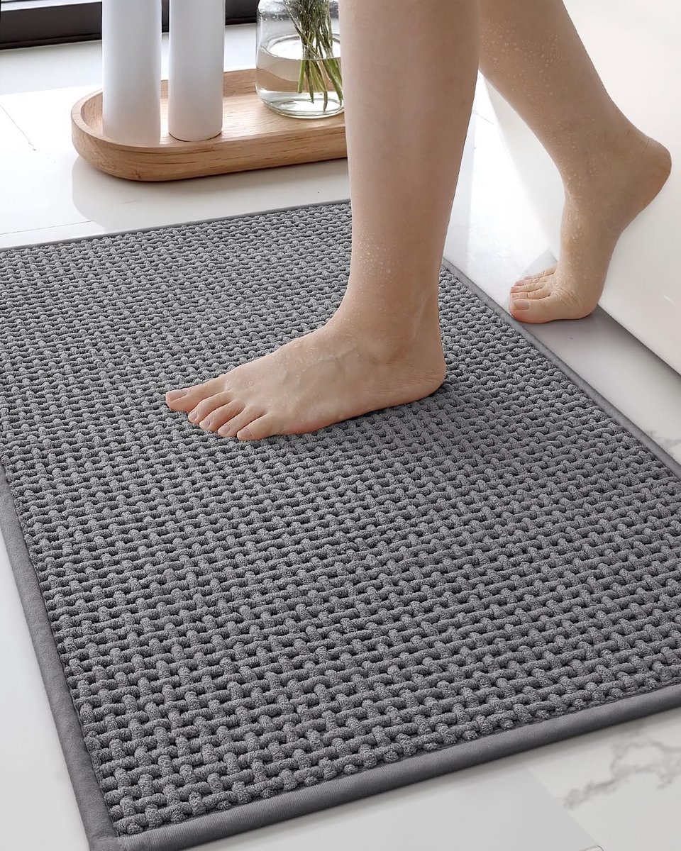 Antislip Badmat 60x90 cm Sneldrogend en Super Absorberend Donkergrijs