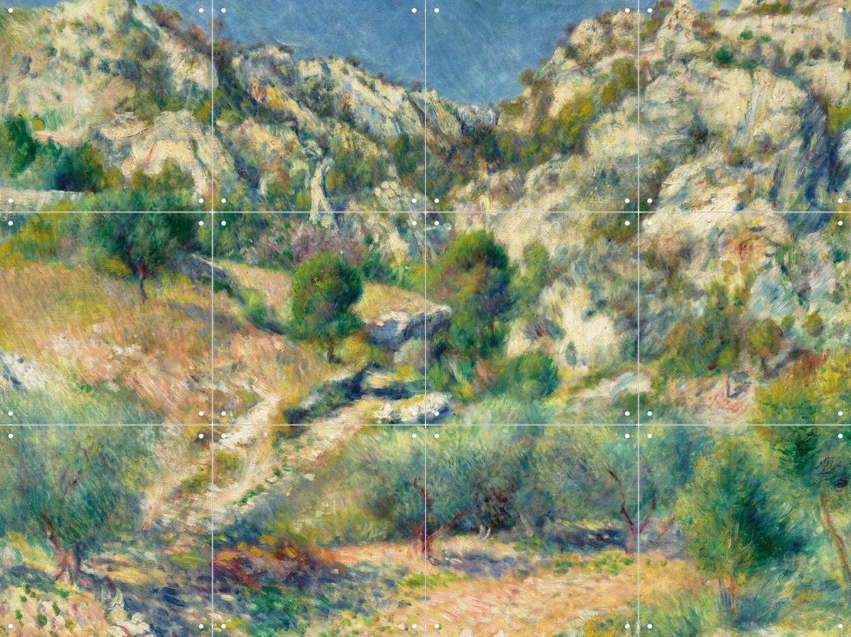 IXXI Rocky Crags at L'Estaque, Pierre-Auguste Renoir & Museum of Fine Arts Boston - 80 x 60 cm - Gratis ophangtool - Grote wanddecoratie en posters -