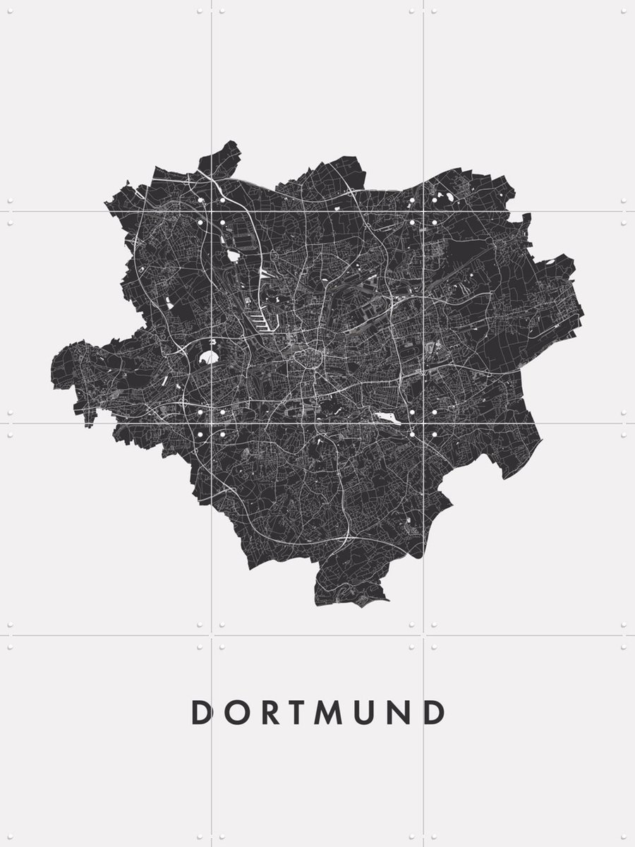 IXXI Dortmund City Map, Kunst in Kaart - 60 x 80 cm - Gratis ophangtool - Grote wanddecoratie en posters - Grafisch Ontwerp, Minimalisme, Abstract
