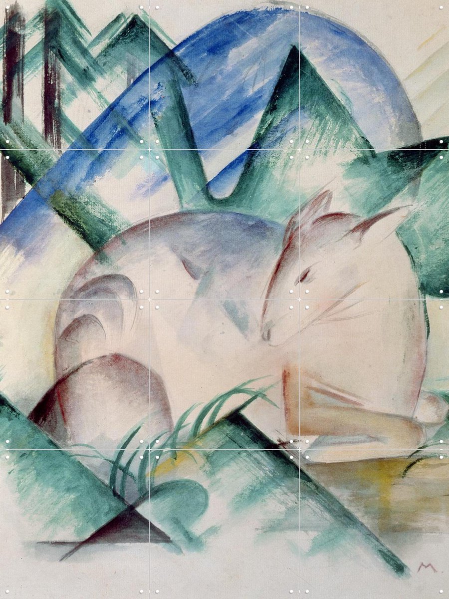 IXXI Sleeping Deer, Franz Marc & Bridgeman Images - 60 x 80 cm - Gratis ophangtool - Grote wanddecoratie en posters - Abstract, Kleurrijk, Aquarel